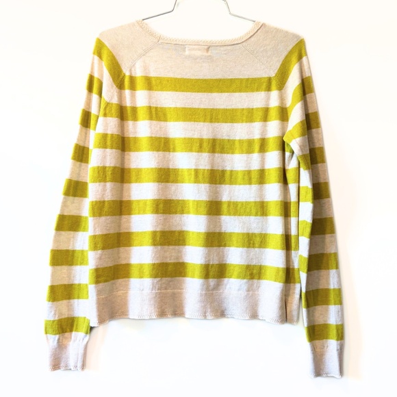 Yerse Basic Mustard Yellow Striped Organic Cotton Sweater Size S - Picture 6 of 8